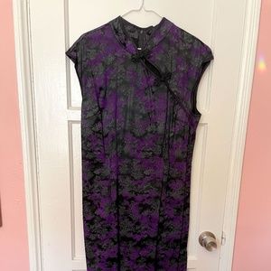 Morbid Threads Flocked Brocade Mandarin Inspired Dress - Vintage Hot Topic